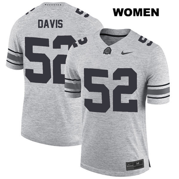 Ohio State Buckeyes Women's Wyatt Davis #52 Gray Authentic Nike College NCAA Stitched Football Jersey IC19T28IO